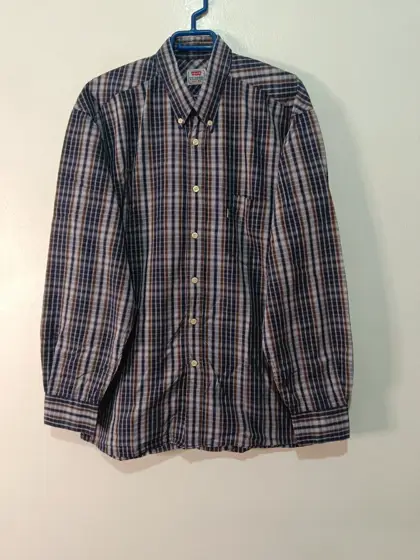 Camisa Levi's a cuadros azul marino y marrón manga larga talla L