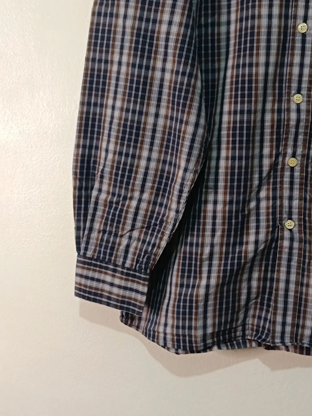 Camisa Levi's a cuadros azul marino y marrón manga larga talla L, foto 3