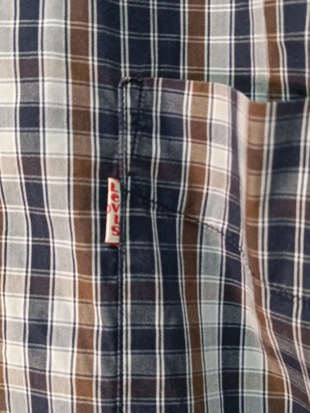 Camisa Levi's a cuadros azul marino y marrón manga larga talla L, foto 5