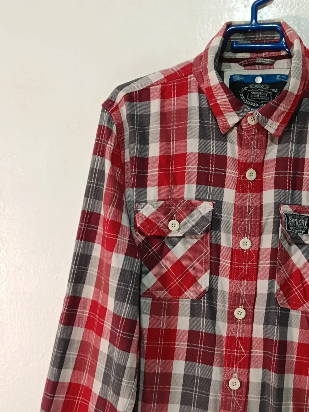 Camisa Superdry Manga Larga Cuadros Rojo/Gris Talla XL, foto 5