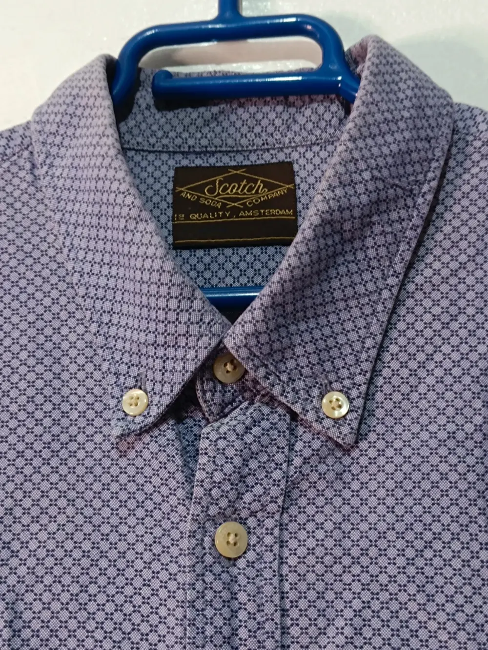 Camisa scotch & soda estampado geométrico lila azulado talla XL sirve para L ver medidas, foto 4