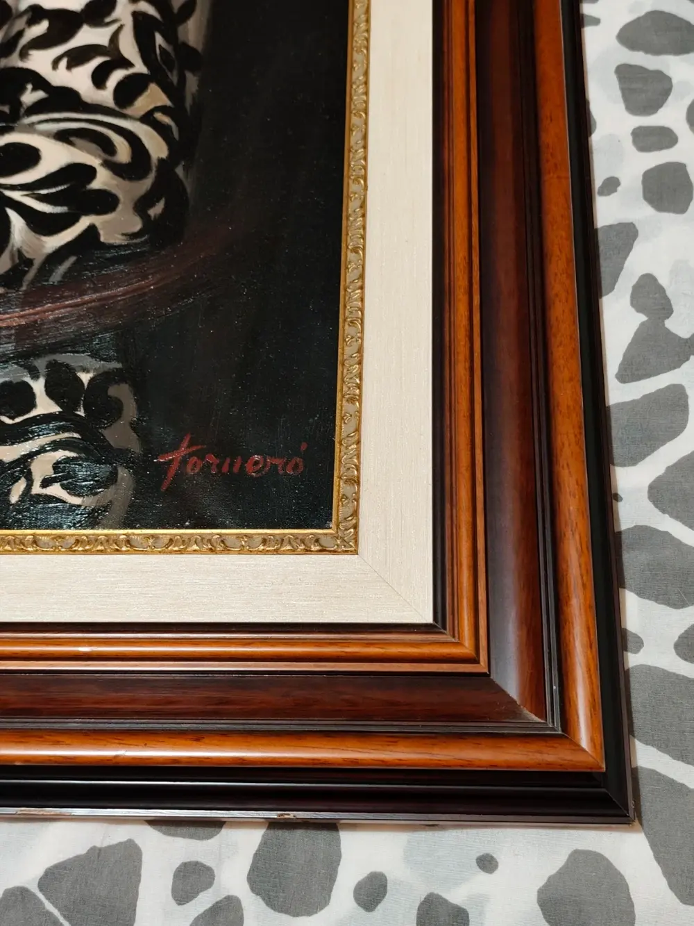 Cuadro Óleo Retrato Señora 106x90 cm Firmado Torneró | Gran Formato Vintage, foto 4