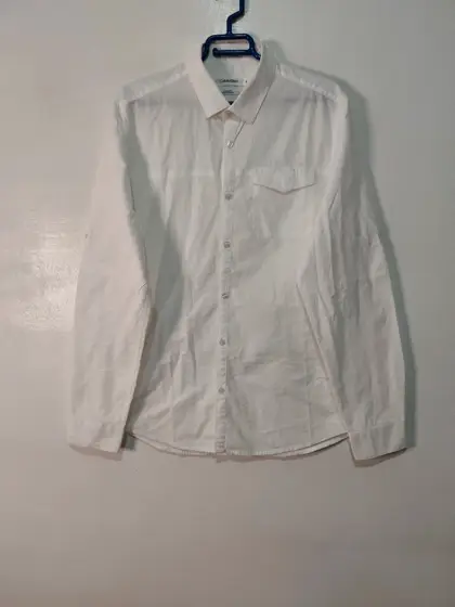 Camisa Blanca Calvin Klein Manga Larga (Roll-Up) - Talla M