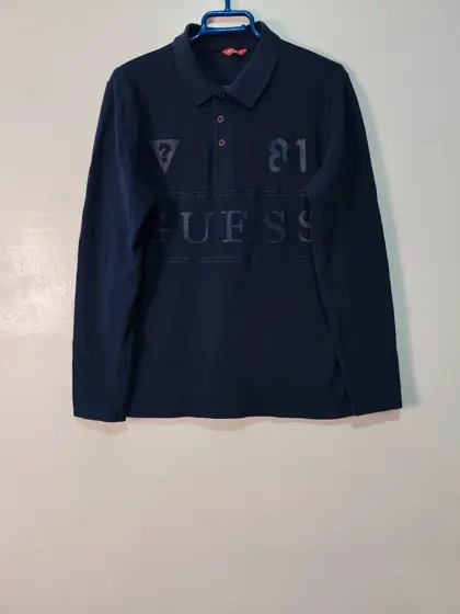 Polo Manga Larga Guess Azul Marino - Talla L sirve para M ver medidas